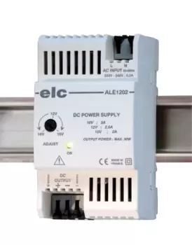Image of ELC DIN Rail Power Supply 190 264V ac Input, 12V dc Output, 2.5A 30W