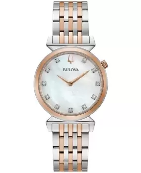 Image of Bulova Regetta Mother of Pearl Diamond Dial Two-Toned Steel Womens Watch 98P192 98P192