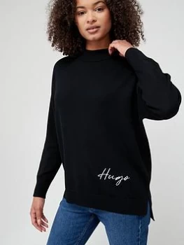 Image of Hugo Boss Logo Knitted Jumper Black Size S Women