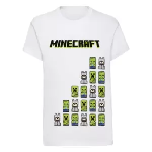 Image of Minecraft Girls My Buddies T-Shirt (7-8 Years) (White/Green)