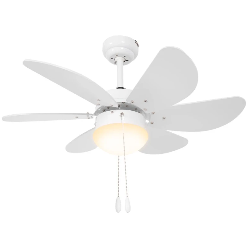 Image of HOMCOM Mounting Reversible Ceiling Fan with Light, Pull-chain Switch, Brown White - Homcom 5056725502478