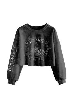 Image of Hogwarts Constellation Acid Wash Crop Sweatshirt