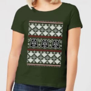 Image of Star Wars Imperial Darth Vader Womens Christmas T-Shirt - Forest Green - S