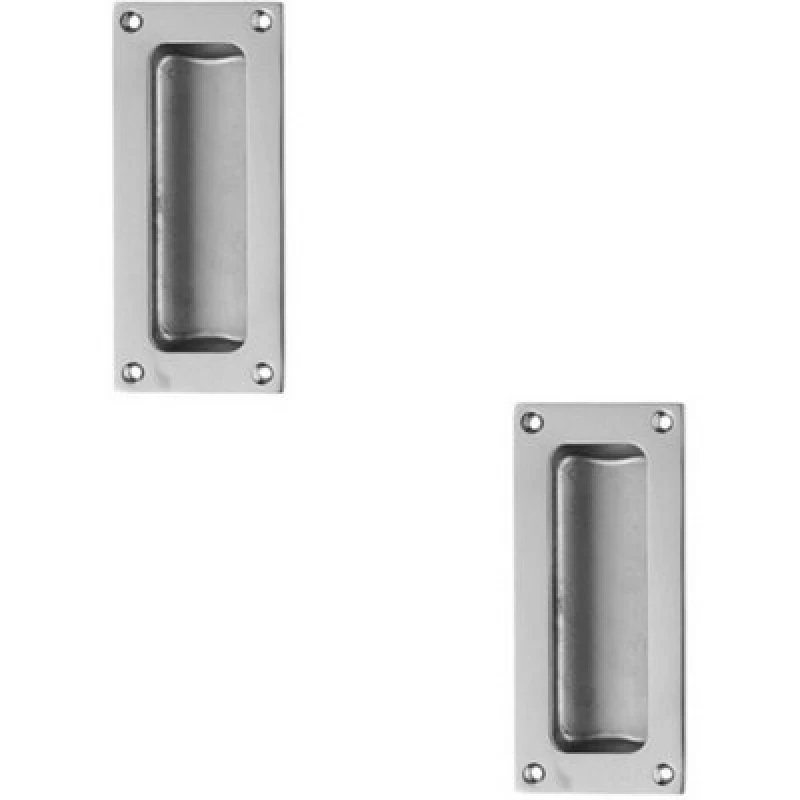 Image of Loops 2x Recessed Sliding Door Flush Pull 102 x 45 10.5mm Depth Polished Chrome Multi unisex