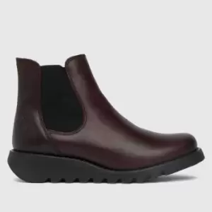 Image of Fly London Burgundy Salv Ankle Boots