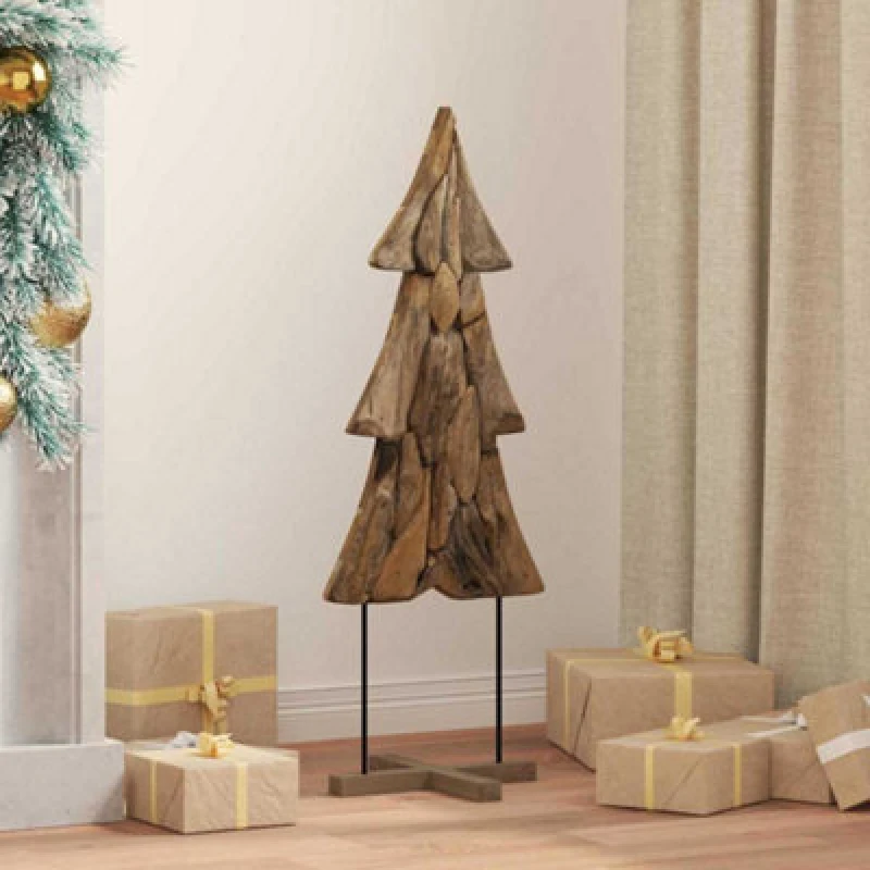 Image of vidaXL Christmas Tree with Stand Brown 90 x 32cm Solid teak wood, Brown 42017930