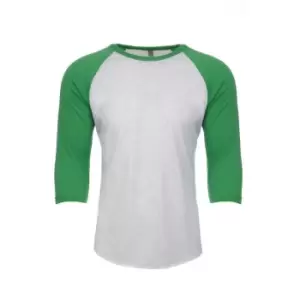 Image of Next Level Adults Unisex Tri-Blend 3/4 Sleeve Raglan T-Shirt (S) (Envy/Heather White)