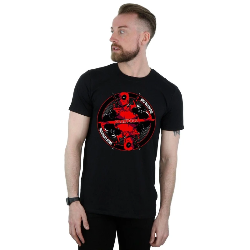 Image of Marvel Marvel Men Deadpool Good Bad T-Shirt in Black Size: Small Black S Male 5057981018642