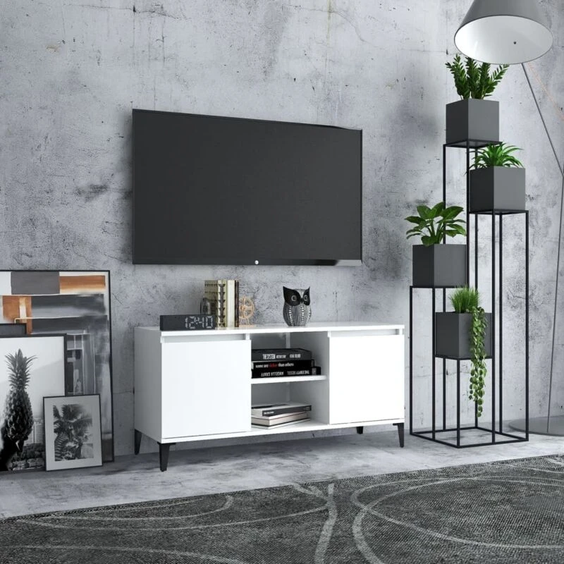 Image of VIDAXL TV Cabinet with Metal Legs White 103.5x35x50cm Vidaxl 8720286357774