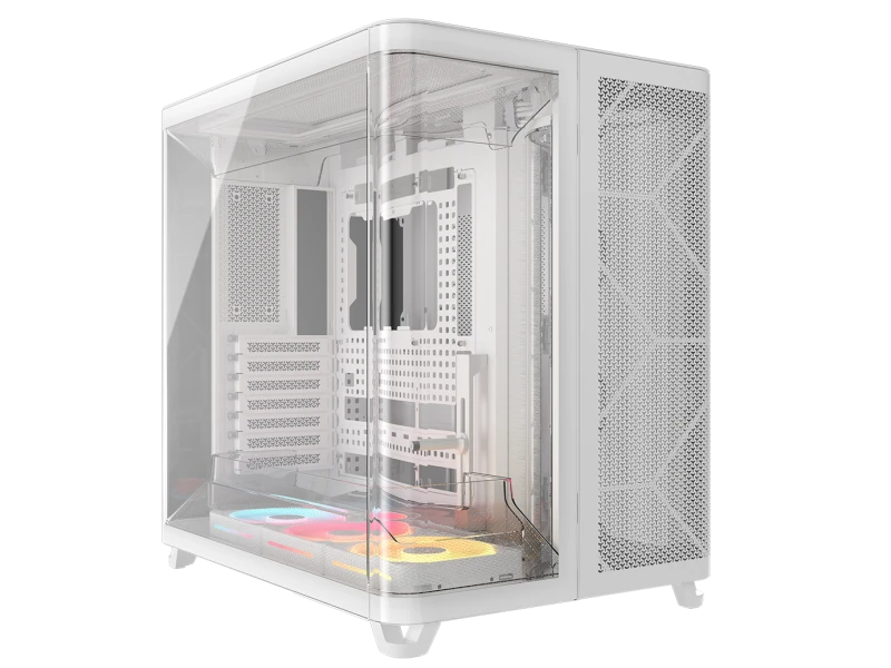 Image of Corsair AIR 5400 LX-R RGB LINK Tempered Glass White Mid-Tower Gaming PC Case - CC-9011321-WW