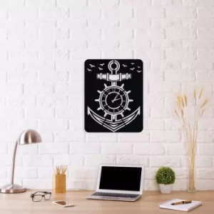 Image of Anchor Clock v-1 Black Decorative Metal Wall Clock