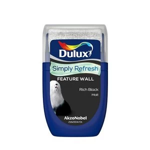 Image of Dulux Simply Refresh Feature Wall Rich Black Matt Emulsion Paint 30ml