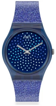Image of Swatch BLUMINO Original Mens Blue Glitter Silicone Watch