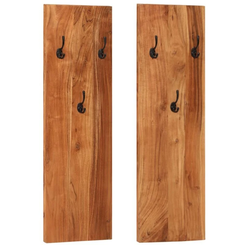 Image of VIDAXL Wall-mounted Coat Racks 2 pcs 36x3x110cm Solid Acacia Wood Vidaxl 8720286602690
