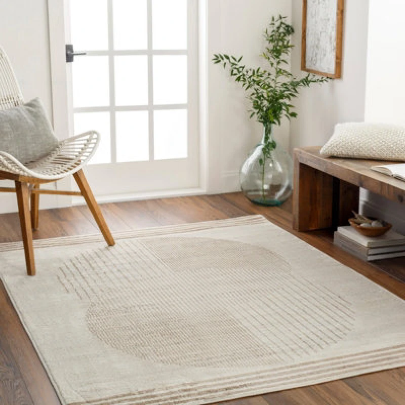 Image of Livabliss Scandi Geometric Light Brown Enso2 Area Rug 160 X 215cm - Easy Care, Non Shedding, Ideal For Living Room & Bedroom
