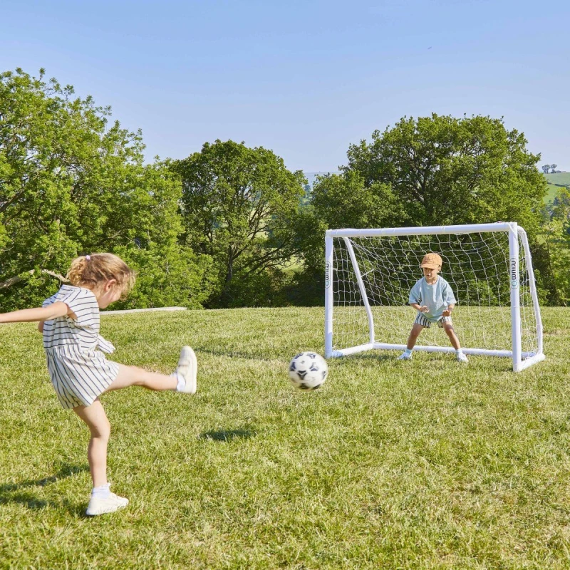 Image of OutdoorToys Portable PVC Locking Football Goal with Nylon Net - 6ft x 4ft in White White Unisex
