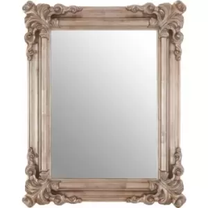 Image of Premier Housewares - Silver Frame Wall Mirror Intricate Floral Border For Bedroom / Hallway / Living Room Luxurious w75 x d7 x h95cm