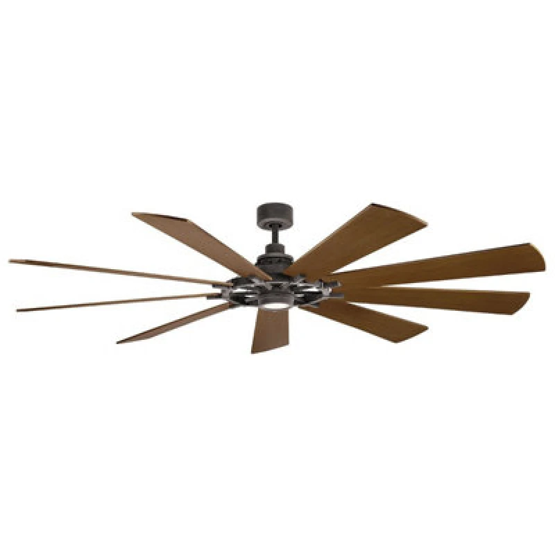 Image of Gentry XL 216cm 9 Blade Ceiling Fan with Dimmable 3000K LED Light, Weathered Zinc, Remote Control