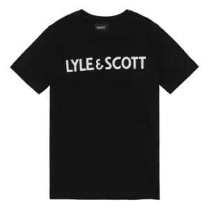 Image of Lyle & Scott Kids Text Tee - Black - 3/4