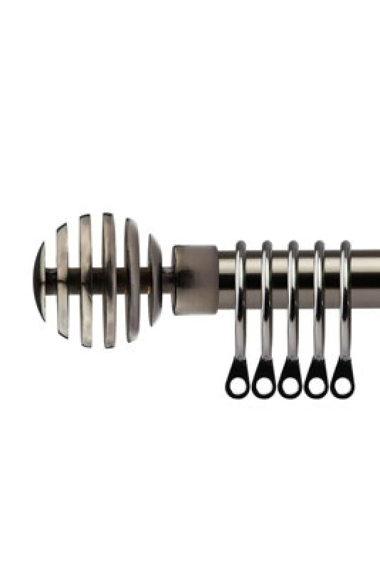 Image of 16-19mm Geneva Extendable Metal Curtain Pole Set Black Silk 160-300Cm