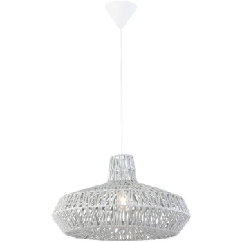 Image of Sienna Lighting - Sienna Rope Wire Frame Pendant Ceiling Light Metal, Fabric