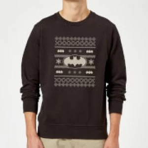 Image of DC Batman Christmas Bat Knit Black Christmas Sweatshirt - S - Black