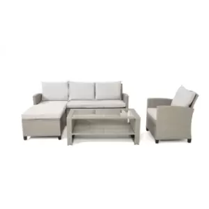 Image of Out&out Original - out & out Stockholm Outdoor Chaise Lounge Set with Armchair- Rattan Garden Removable Cushions
