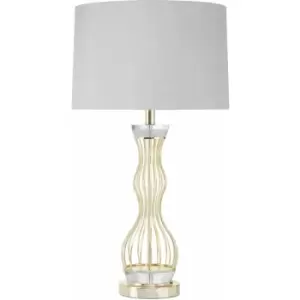 Image of Premier Housewares - Table Lamp Gold Finish Table Lamps With Grey Shade Desk Lamp For Office / Study Chic and Contemporary Adjustable Lighting 41 x