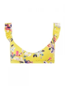 Image of French Connection Linosa frilly bikini top Yellow