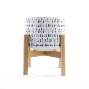 Image of Ceramic Plant Pot with Bamboo Stand M&amp;W