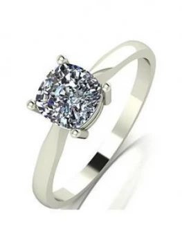 Image of Moissanite 9Ct White Gold 1.1Ct Equivalent Cushion Solitaire Ring