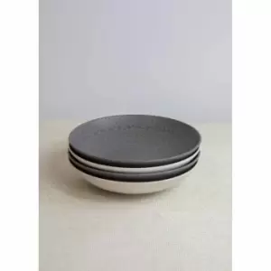 Image of Kitchencraft Set Of 4 Pasta Bowls In Gift Box, Lead-free Glazed Stoneware - Embossed Grey