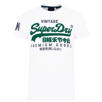 Image of Superdry Vintage Logo T Shirt - Wht/Grn 01C