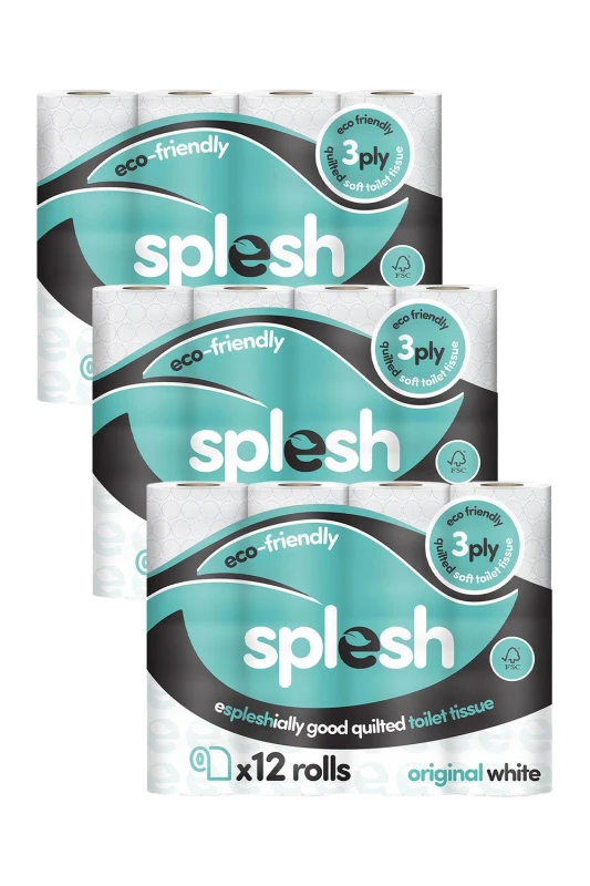 Image of Splesh Toilet Roll' Soft & Quilted, Original White 36 Rolls White Unisex