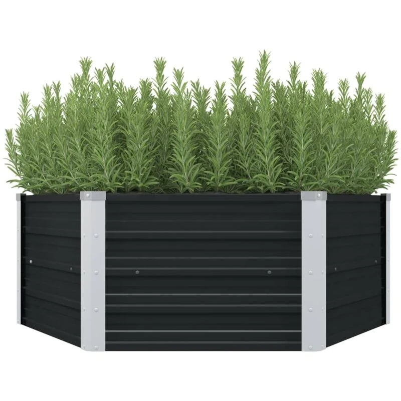 Image of vidaXL Raised Garden Bed Anthracite 129x129x45cm Galvanised Steel Planter Pot