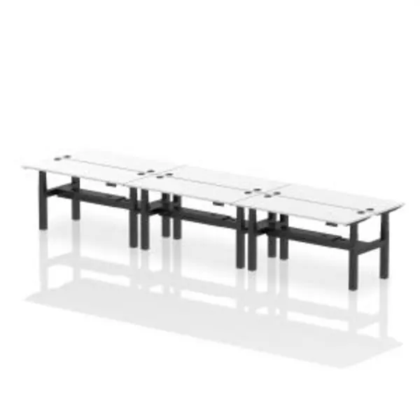 Image of Air Back-to-Back 1600 x 600mm Height Adjustable 6 Person Bench Desk DYNHA02280