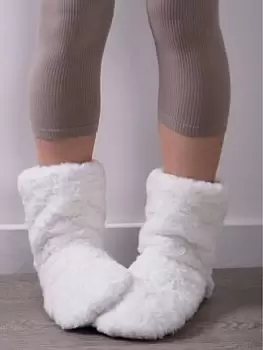 Image of Totes Ladies Faux Fur Slipper-Sox - Cream