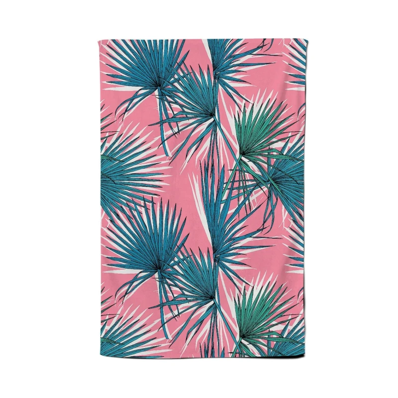 Image of Warren Reed - Designer Pink Green Fan Palms Tea Towel Pink Unisex