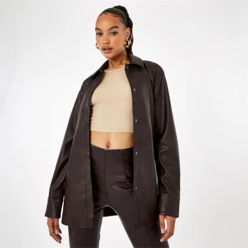 Image of Firetrap PU Shacket - Chocolate
