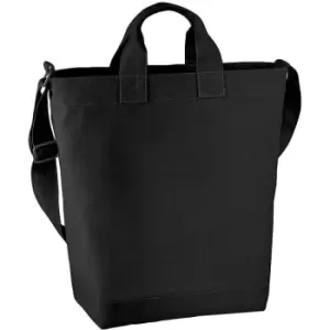 Image of Bagbase Canvas Daybag / Hold & Strap Shopping Bag (15 Litres) (Pack of 2) (One Size) (Black) - Black