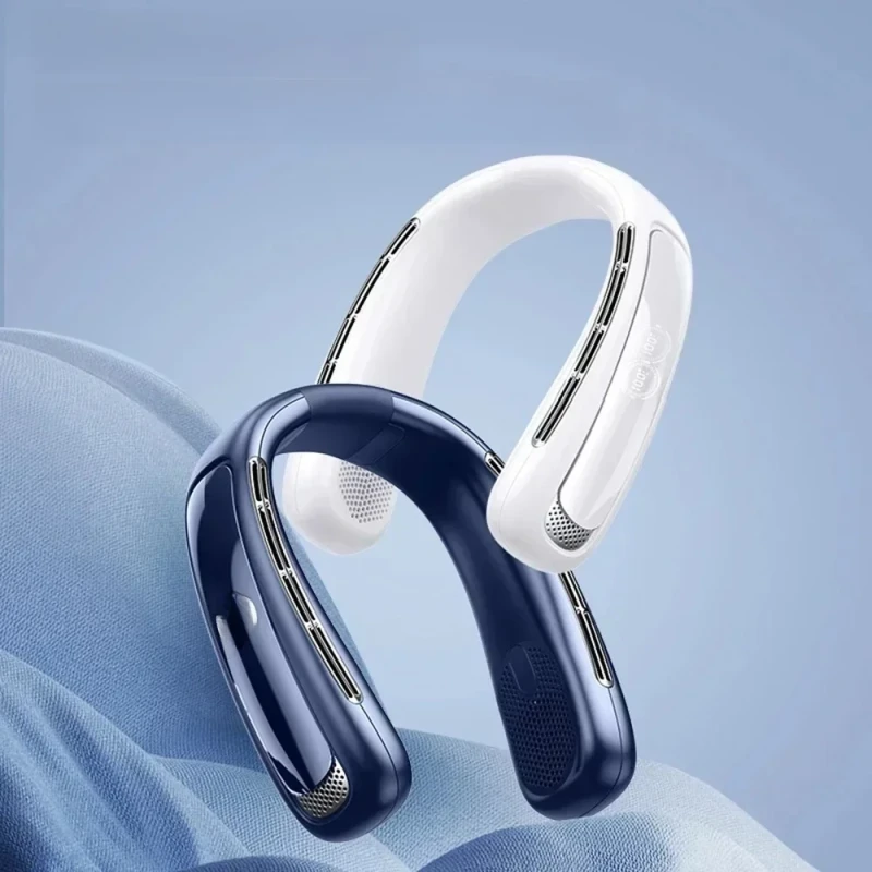 Image of 15000mah Portable Neck Fan Smart Digital Display USB Rechargeable Outdoors Bladeless Silent Cooling Electric Neck Fan Summer