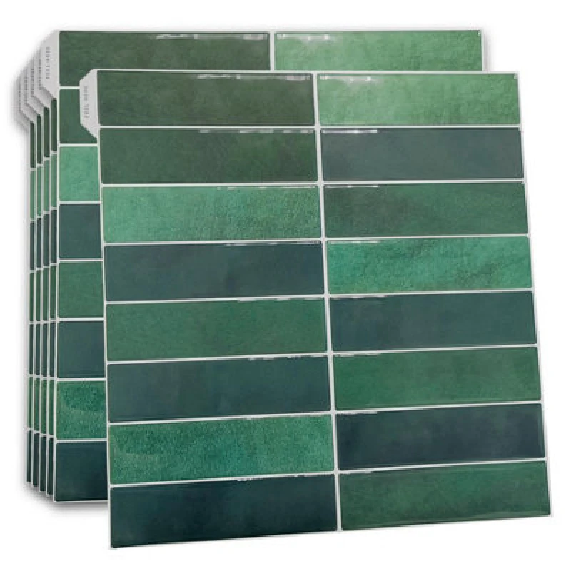 Image of Walplus Dark Mose Green Rectangular 3D Sticker Tile 12 X 12" / 30.5 X 30.5cm - 6Pcs Peel And Stick On Wall Tiles