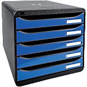Image of Exacompta Drawer Unit Big-Box A4 43mm Black, Blue 27.8 x 34.7 x 27.1 cm