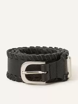 Image of Accessorize Leather Whipstitch Waist Belt, Black Size M Women