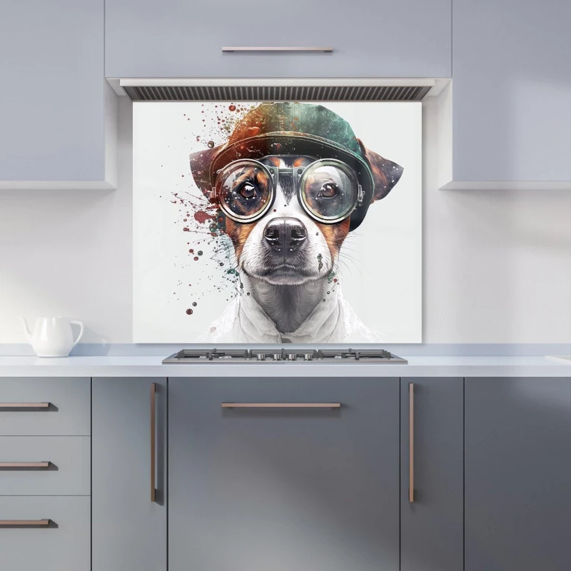 Image of Warren Reed - Designer Jack Russell Terrier Dog Splashart Kitchen Splashback Size: 600mm x 750mm Multicolor Unisex 600mm x 750mm