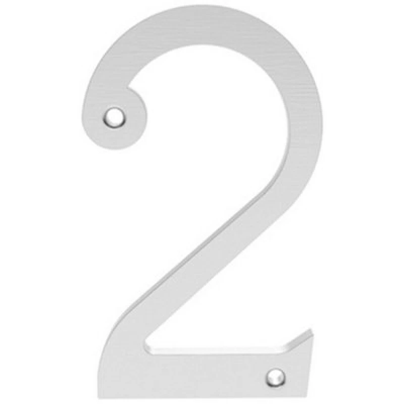 Image of Loops Satin Chrome Door Number 2 - 75mm Height 4mm Depth House Numeral Plaque Multi