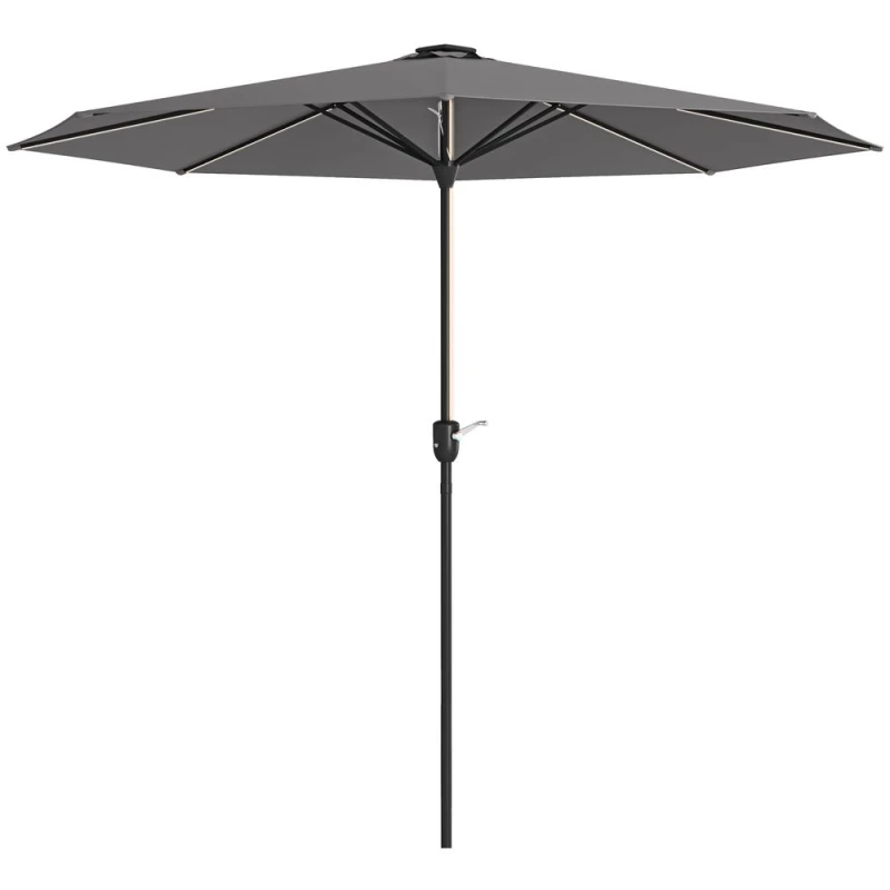 Image of Outsunny 2.65m Garden Parasol with Lights - Outsunny 84D-315V00CG