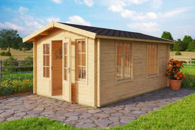 Image of Lasita Maja Alexandra-Log Cabin, Wooden Garden Room, Timber Summerhouse, Home Office - L535 X W347.6 X H245.1 Cm