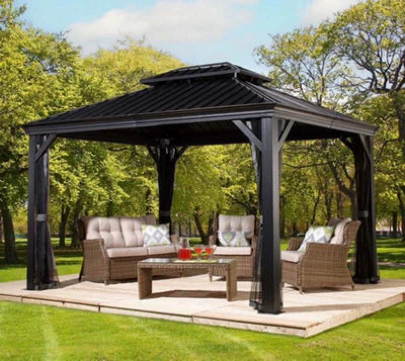 Image of 12' x 10' Trimetals Sojag Messina Anthracite Garden Gazebo (3.63m x 2.98m)