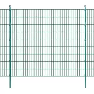 Image of 2D Garden Fence Panels & Posts Green 2008x1830 mm 8m vidaXL - Green